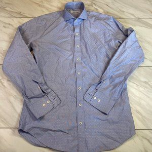 Twillory Blue Long Sleeve Button Down Cotton Tailored Fit 15.5 34/35